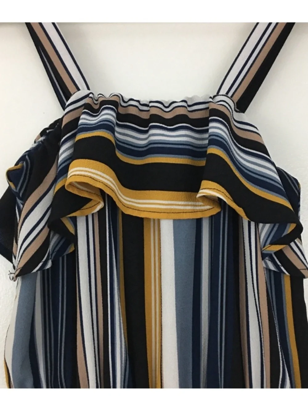 ✨ No Boundaries Junior's Ruffle Flounce Sleeveless Striped Jumpsuit SZ L (11-13 - Picture 5 of 13